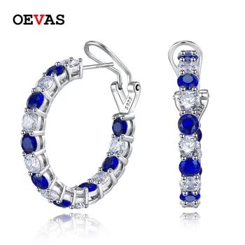 OEVAS, Сверкающие серьги-кольца из муассанита Высшего качества, 100% Серебро 925 пробы, ювелирные украшения с высоким содержанием углерода, бриллианты