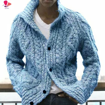 2023 Новый мужской свитер, осенне-зимний кардиган, Однобортный свитер, Мужские Повседневные Свободные свитера с лацканами с длинным рукавом
