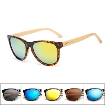 Бамбуковые солнцезащитные очки, мужские деревянные солнцезащитные очки, женские брендовые дизайнерские зеркальные оригинальные деревянные солнцезащитные очки в стиле ретро de sol masculino