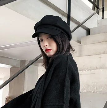 Осенне-зимняя черная шляпа Mao Woo Boror girl