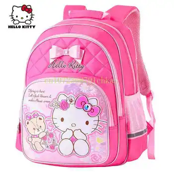 Hello Kitty Студенческий школьный рюкзак для девочек, Детский милый рюкзак Hellokitty, Школьный рюкзак для хранения, Женский рюкзак Kawaii