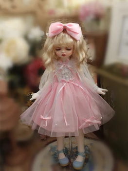 1/6 1/4 1/3 BJD Платье + заколка для волос Куклы милый розовый комплект для 1/3 1/4 1/6 BJD SD DD 1/6 аксессуары для куклы Blyth