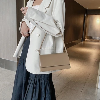 Кожаные кошельки для девочек, женская сумка через плечо в стиле Ретро, Модная Однотонная сумка с клапаном, Модные сумки-клатчи