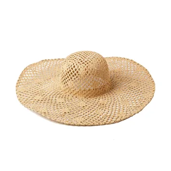Европейская и американская Весенне-летняя Соломенная Шляпа Ручной работы с Большими Полями Для Пляжного Отдыха, Защита от Солнца, Соломенная шляпа с большими полями