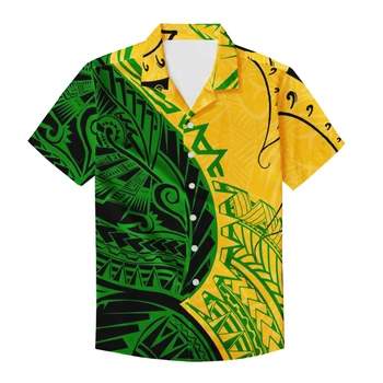 Гавайская полинезийская мужская свободная рубашка с короткими рукавами, пляжная рубашка на пуговицах, стиль харадзюку, новая летняя мода, 2023