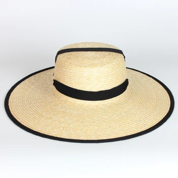 Летняя популярная соломенная шляпа с плоским верхом и широкими полями, модные пляжные соломенные шляпы