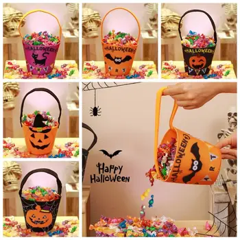 Большая вместительная сумка для конфет На Хэллоуин, С Днем Хэллоуина, Сумочка из Тыквы для трюков или угощений с ручкой, сумка для добычи
