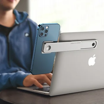 Магнитный держатель для телефона из алюминиевого сплава, Расширяющаяся подставка для ноутбука с двумя экранами, Складное боковое крепление для Ipad iPhone Xiaomi, кронштейн