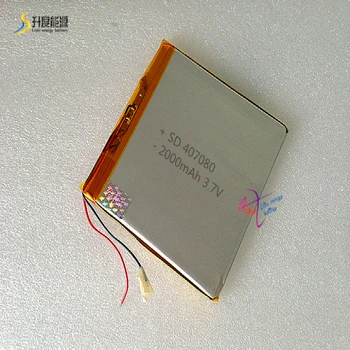 Полимерно-литиевая аккумуляторная батарея LiPo 3,7 В 2000 мАч для GPS планшетного ПК 407080
