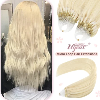 Ugeat Micro Loop Наращивание Человеческих Волос Balayage Blonde 50 грамм/Комплект 1 Г/Сек. Натуральные Волосы Micro link Наращивание Волос Fusion Предварительно Скрепленные