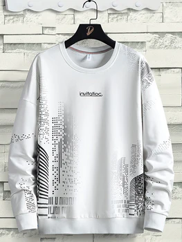 Белые толстовки Мужская Модная Городская Уличная Одежда Свободного Кроя в стиле хип-хоп, Хлопковые толстовки Большого размера 8XL