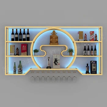 Дисплей для хранения Винный шкаф Настенные Золотые полки Витрина Шкафы для Напитков Гостиная Дом Porta Bottiglie Аксессуары для бара