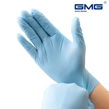 Одноразовые нитриловые перчатки GMG Blue 100шт Пищевые Чистящие Моющие Маслостойкие Водонепроницаемые Гипоаллергенные защитные нитриловые перчатки