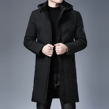 Высококачественная зимняя утепленная Новая брендовая дизайнерская повседневная модная верхняя одежда, парки, куртка, мужская удлиненная ветровка, пальто, мужская одежда