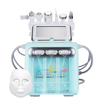 Глубокая чистка лица H2O2 Уход за кожей с мелкими пузырьками 7 в 1 Машина для гидродермабразии Светодиодная маска для омоложения кожи Лечение акне