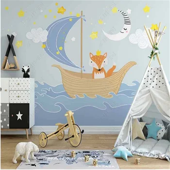 Скандинавские 3D-фрески с ручной росписью для детской комнаты, маленькие пресноводные морские животные, фон для детской комнаты, обои для спальни