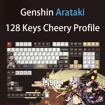 Genshin 128 Клавиш Cheery Profile Keycap Arataki Anime Keycaps Для Механической клавиатуры 108/104/980/87/68 PBT Термическая Сублимация
