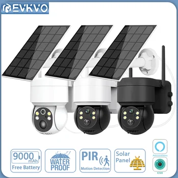 EVKVO 5MP WIFI Солнечная Наружная камера PIR, батарея для обнаружения человека, Камера видеонаблюдения, Цветное Ночное видение iCSee Alexa