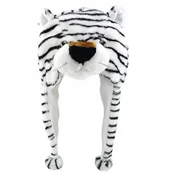 Плюшевый капюшон с изображением животного, Белый тигр, Пушистая теплая шапка-бини, Зимний костюм для взрослых женщин, мужчин, Детей, мальчиков, девочек, пушистый костюм