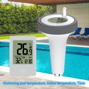 Беспроводной плавающий термометр для бассейна, СПА, пруд, ванна, крытый Водонепроницаемый цифровой плавающий температурный монитор, часы