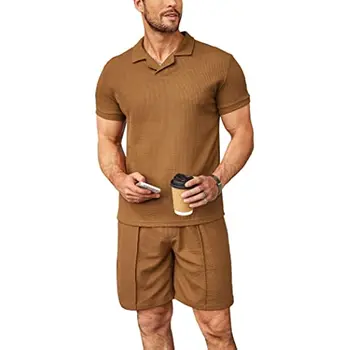 Мужская рубашка поло и шорты, летний комплект одежды из 2 предметов, Модный повседневный спортивный костюм Поло с коротким рукавом, мужской комплект одежды S-3XL