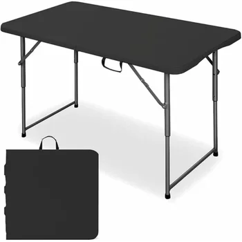 Складной стол для кемпинга AEDILYS 4 Фута,регулируемый по высоте - Черный, 48,00x24,00x30,00 Дюймов, Портативный стол