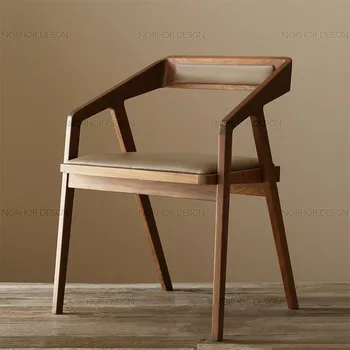 Кожаное кресло, Скандинавское современное кресло со спинкой, Удобное кресло для отдыха в гостиной, Эргономичный стул, мебель с деревянным каркасом