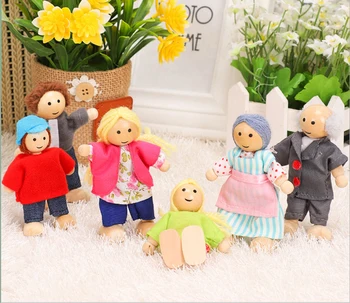 6 шт./компл. Деревянные куклы на шарнирах, Детские куклы-маппеты, Ролевые игрушки, Счастливая кукольная семья, Миниатюрные игрушки, рассказывающие истории, одетые персонажи